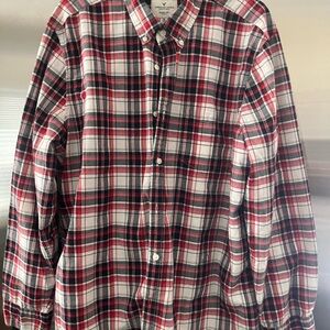 American Eagle Outfitters Red, Black & White Plaid Button-Down Shirt
